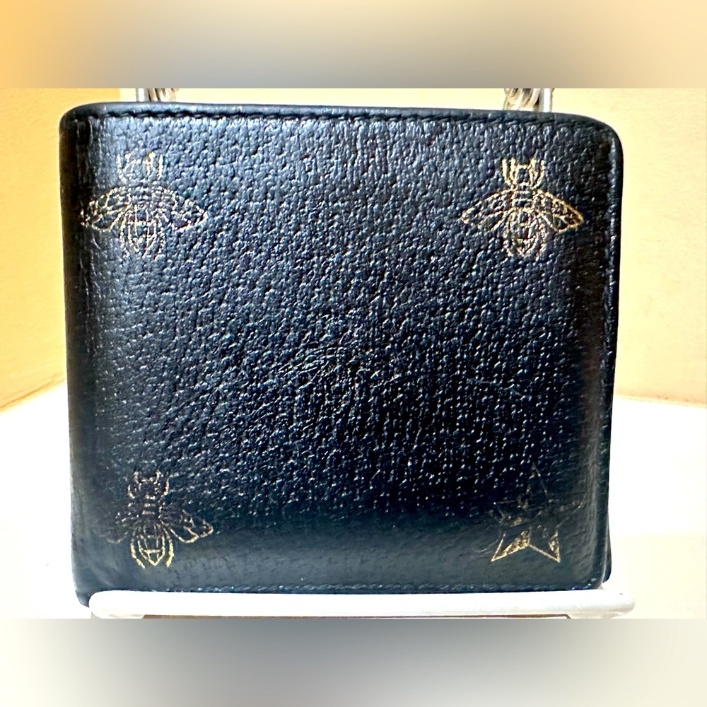 GUCCI Bee & Star Bifold Wallet Black leather